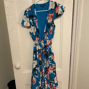 INC Womens Floral Print Hi-Low Wrap Dress *Size 12*
